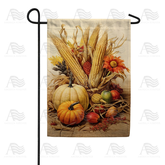 America Forever Fall Gourds And Corn Garden Flag