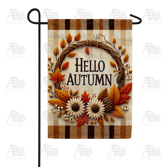 America Forever Gingham Autumn Greeting Garden Flag