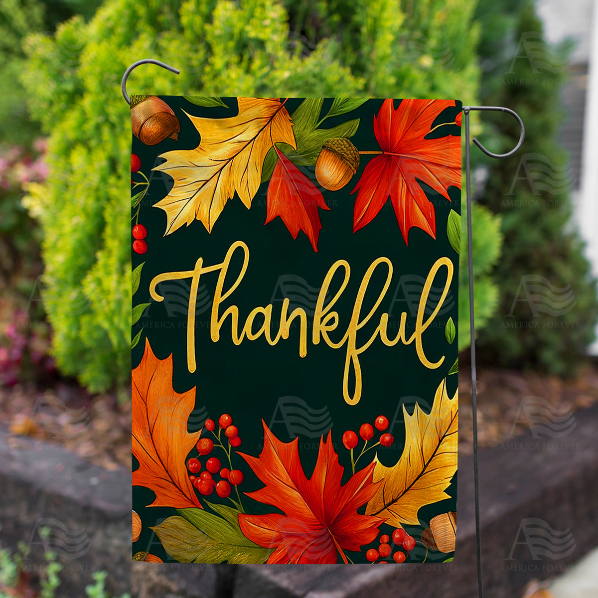 America Forever Thankful Leaves Garden Flag