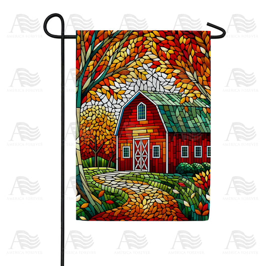 America Forever Autumn Barn Mosaic Garden Flag