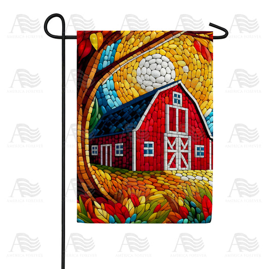 America Forever Fall Barn Mosaic Garden Flag