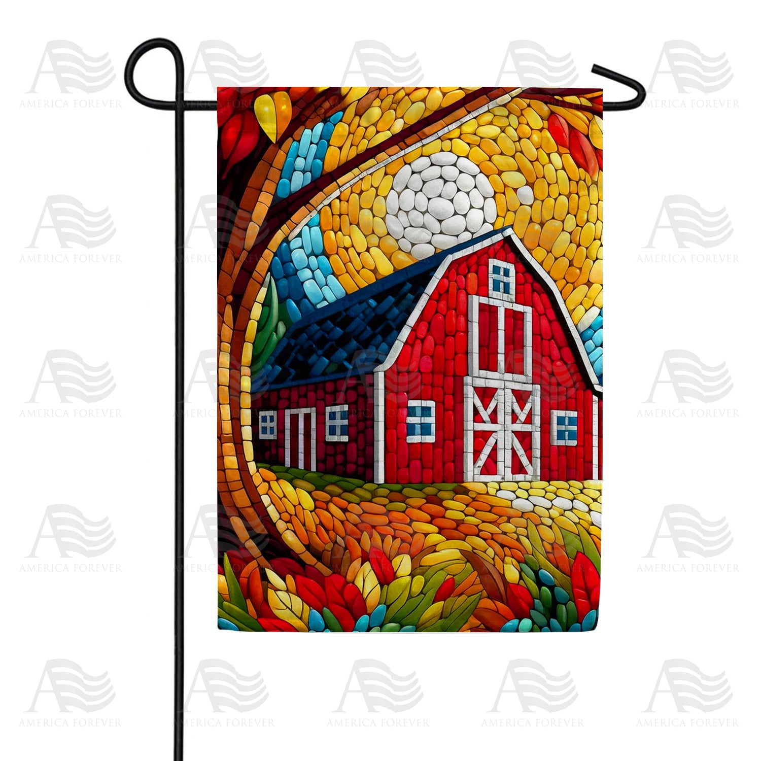 America Forever Fall Barn Mosaic Garden Flag