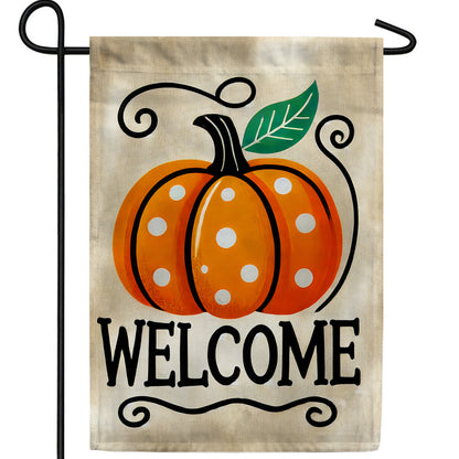 America Forever Welcome Polka Dot Pumpkin Garden Flag