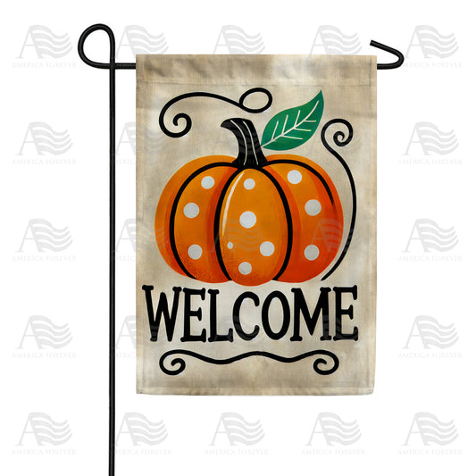 America Forever Welcome Polka Dot Pumpkin Garden Flag