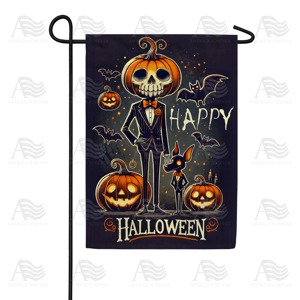 America Forever Happy Halloween Skeleton Garden Flag