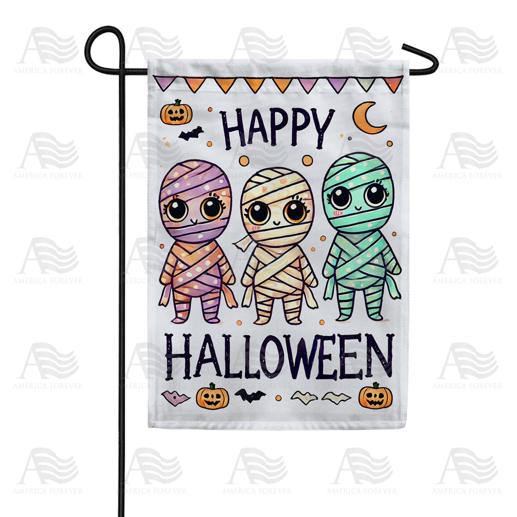 Cute Mummies Happy Halloween Garden Flag
