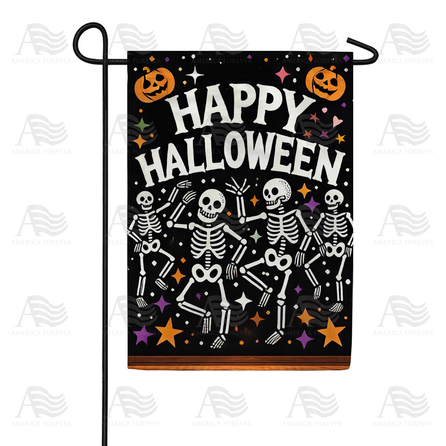 America Forever Happy Halloween Skeletons Garden Flag