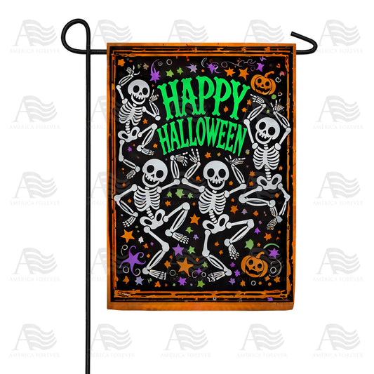 America Forever Happy Halloween Dancing Skeletons Garden Flag
