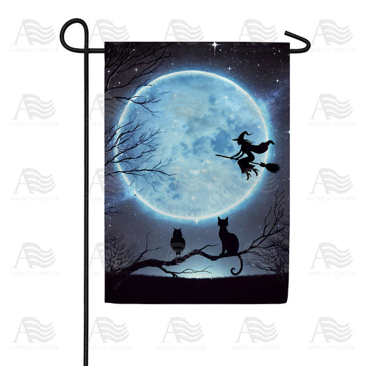 America Forever Witch and Cats Halloween Garden Flag