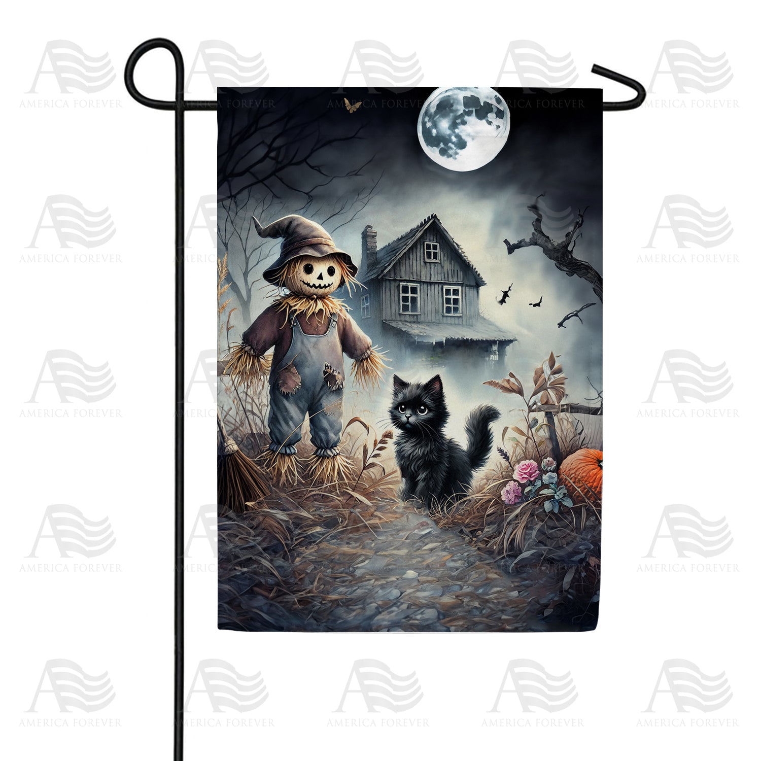 America Forever Haunted House Halloween Garden Flag