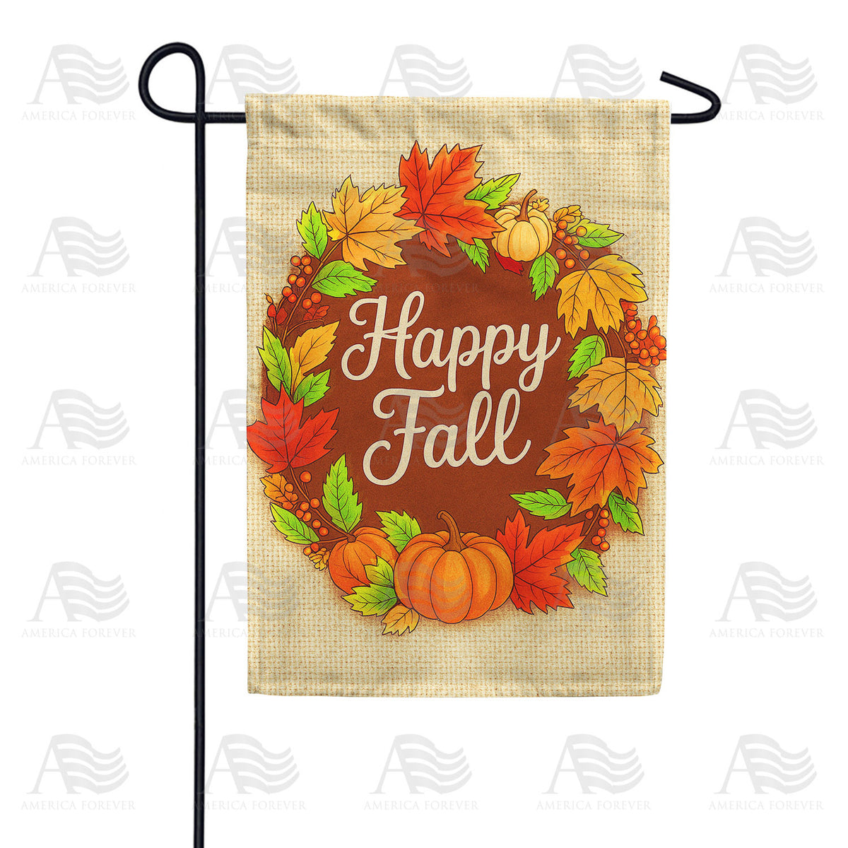 Happy Fall Wreath Double Sided Garden Flag