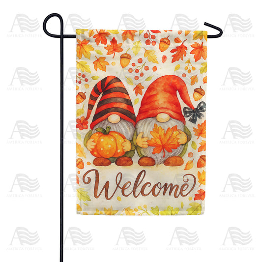 Welcome Fall Gnomes Double Sided Garden Flag