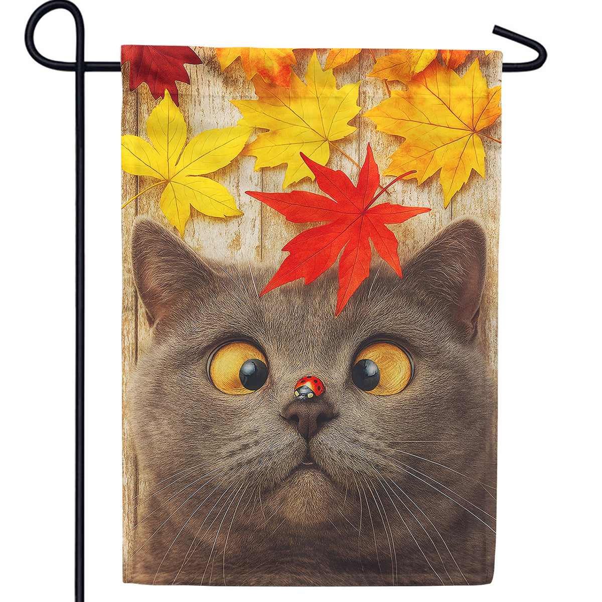 America Forever Fall Cat with Ladybug Garden Flag