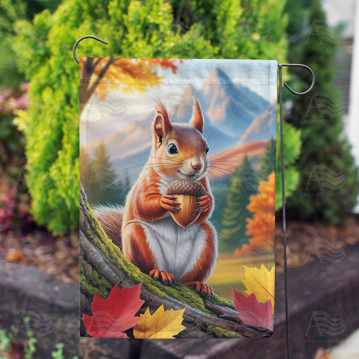 America Forever Autumn Squirrel Garden Flag