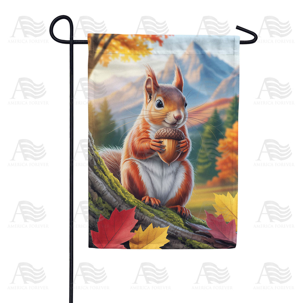 Autumn Squirrel with Acorn Double Sided Garden Flag