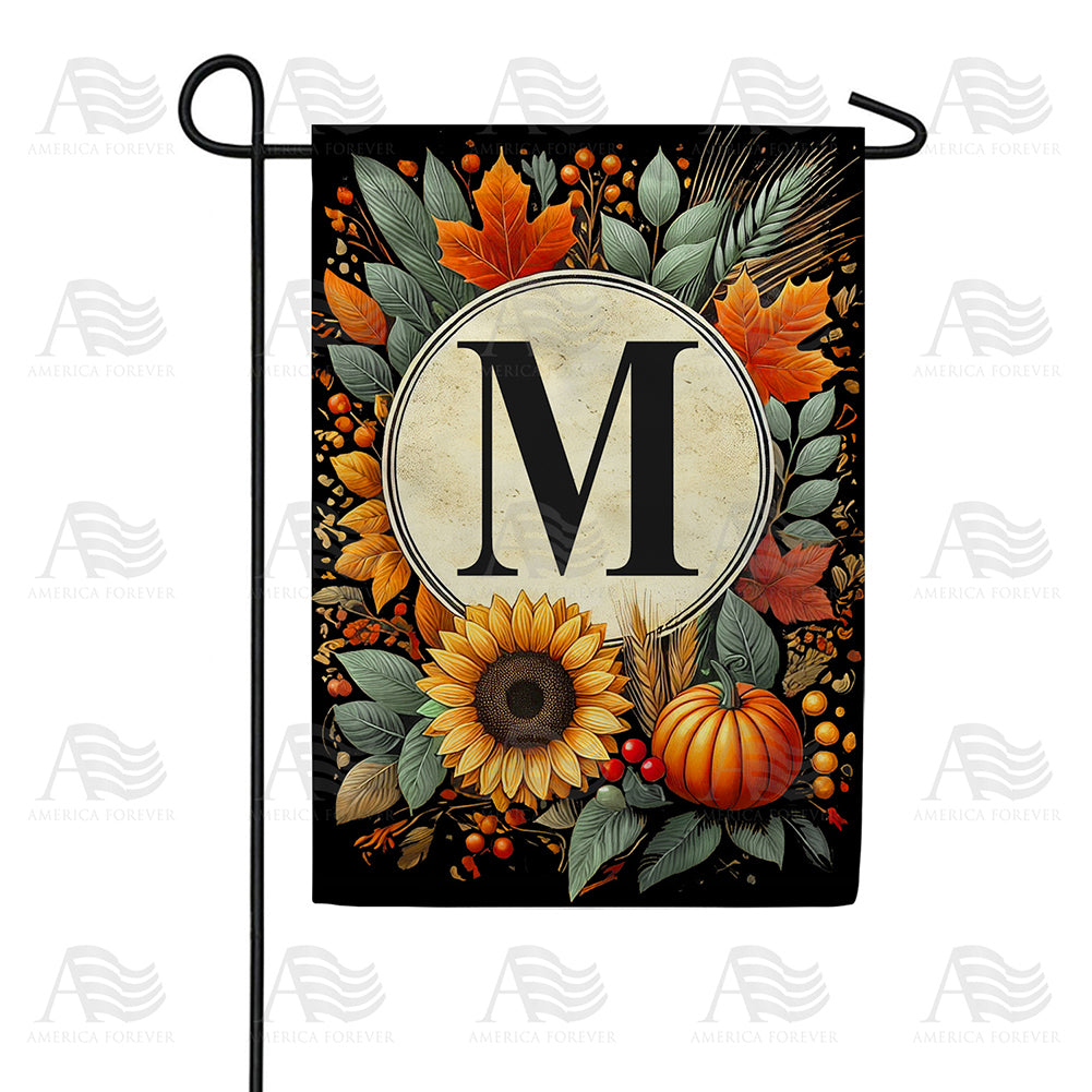 America Forever Sunflower Pumpkin Monogram Garden Flag