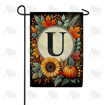 America Forever Sunflower Pumpkin Monogram Garden Flag