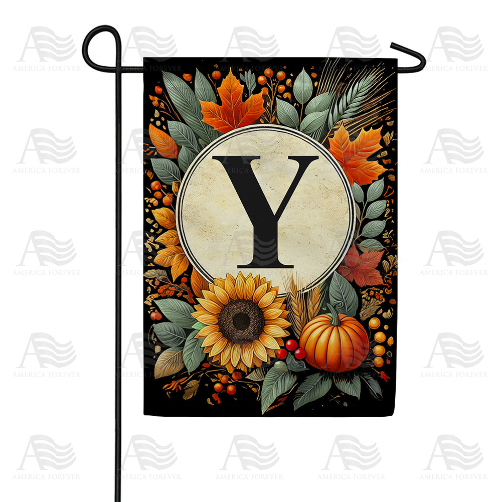America Forever Sunflower Pumpkin Monogram Garden Flag