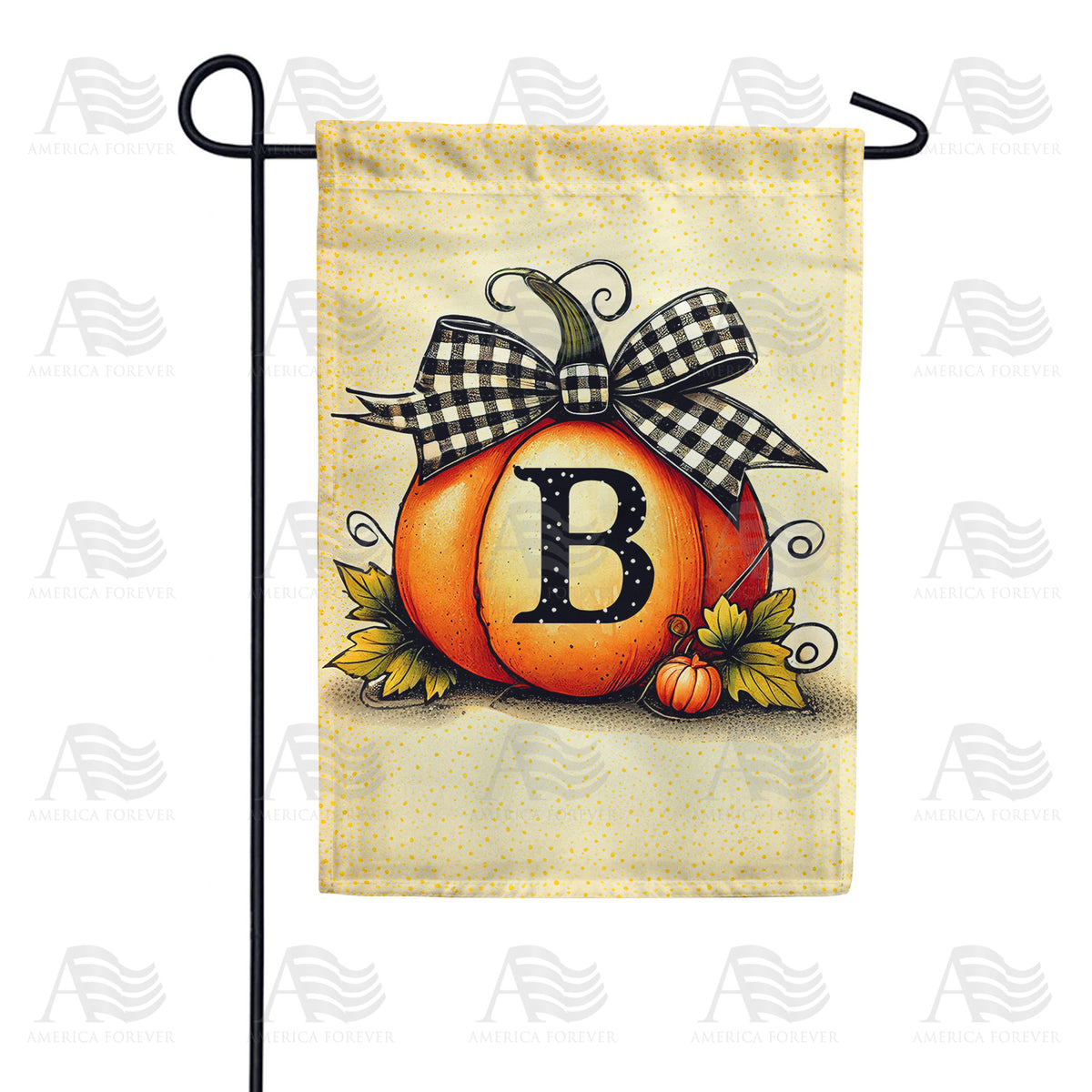 America Forever Fall Pumpkin Monogram Garden Flag