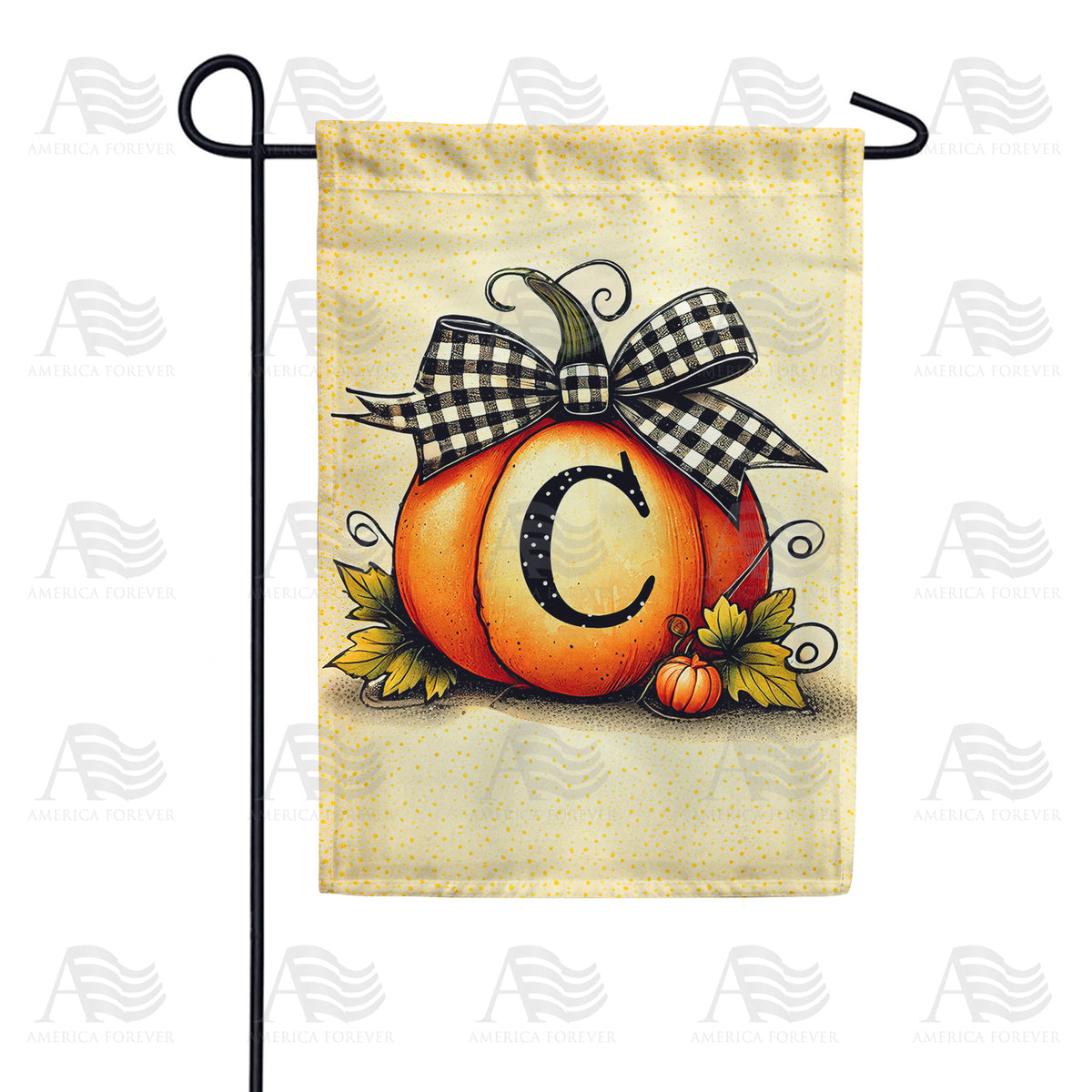 America Forever Fall Pumpkin Monogram Garden Flag