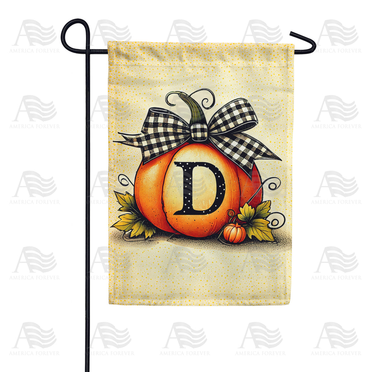 America Forever Fall Pumpkin Monogram Garden Flag