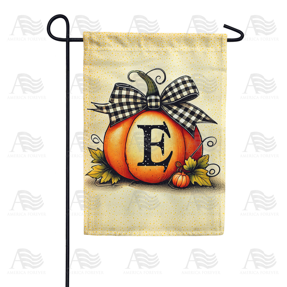 America Forever Fall Pumpkin Monogram Garden Flag