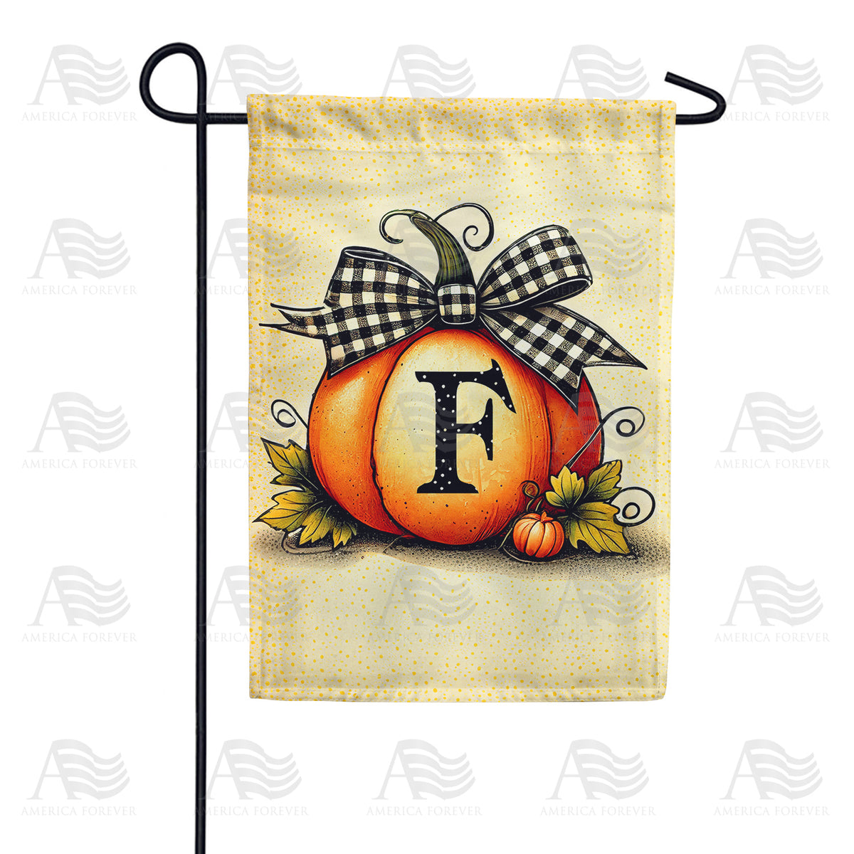 America Forever Fall Pumpkin Monogram Garden Flag
