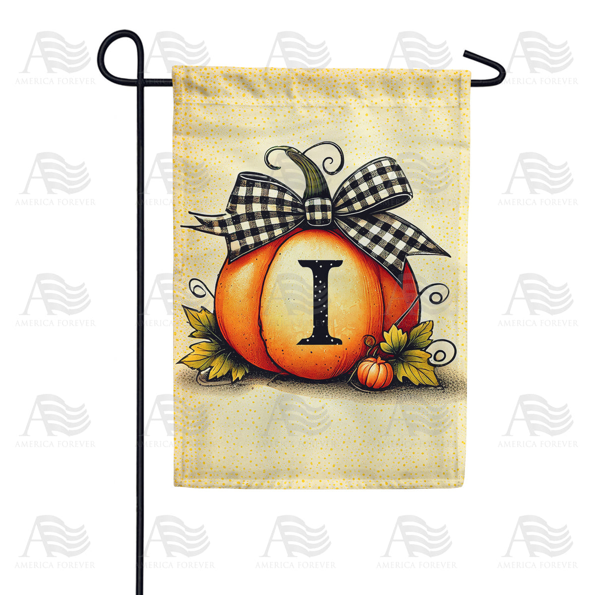 America Forever Fall Pumpkin Monogram Garden Flag