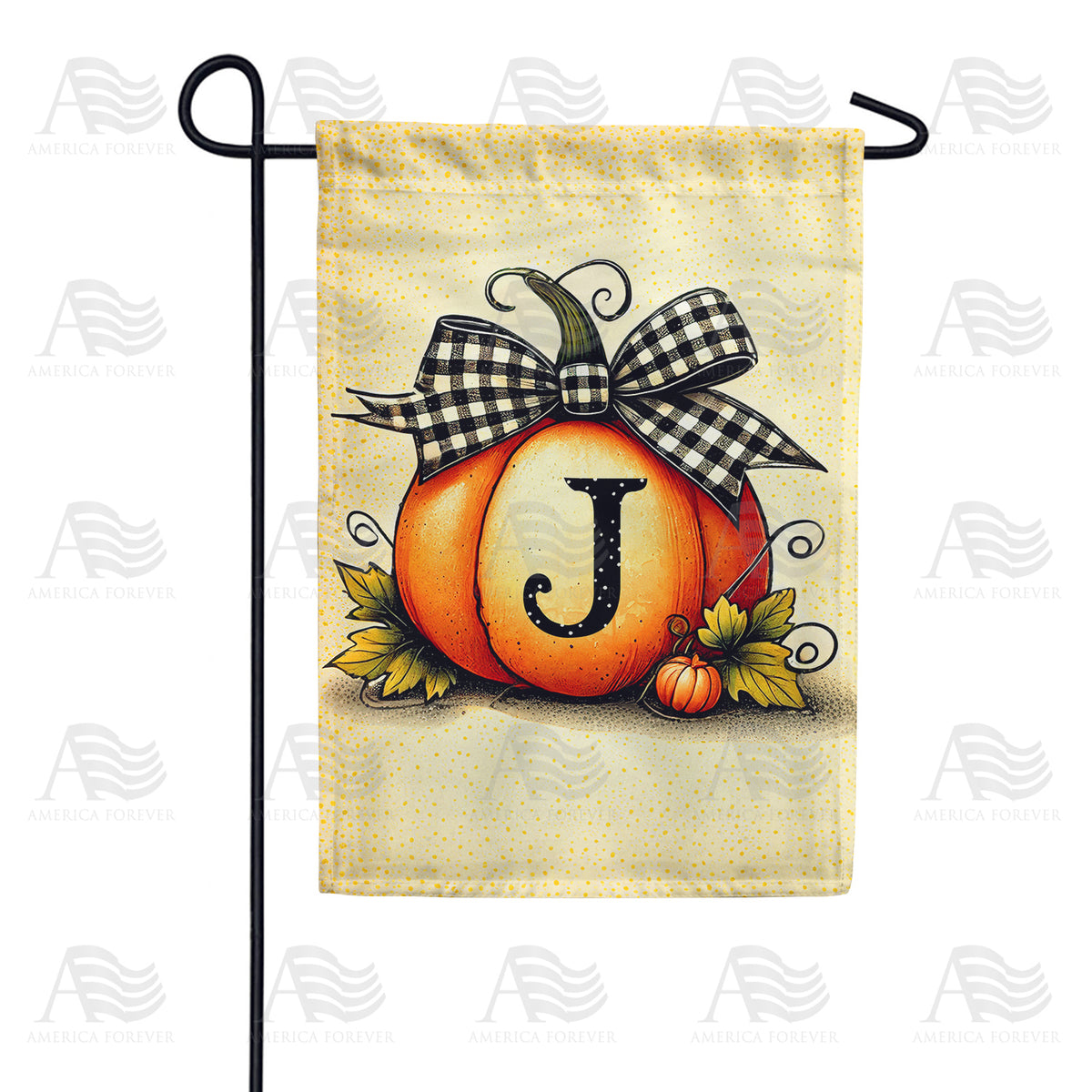 America Forever Fall Pumpkin Monogram Garden Flag