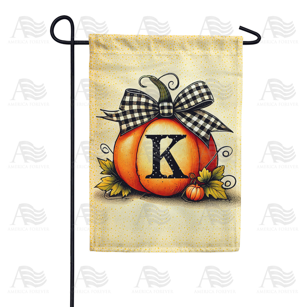 America Forever Fall Pumpkin Monogram Garden Flag