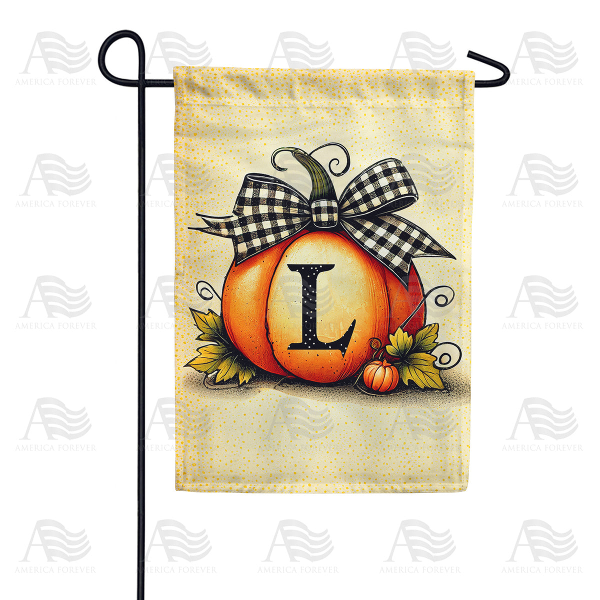 America Forever Fall Pumpkin Monogram Garden Flag