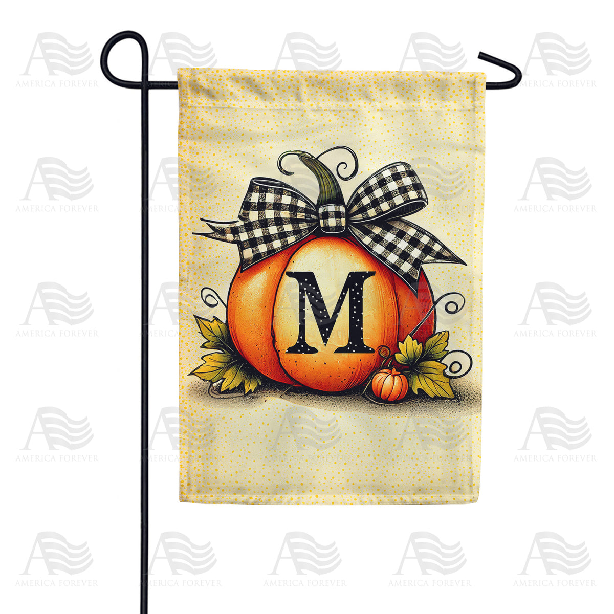 America Forever Fall Pumpkin Monogram Garden Flag