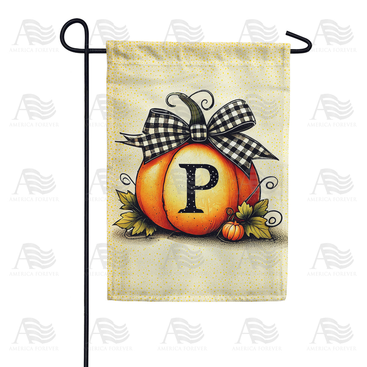 America Forever Fall Pumpkin Monogram Garden Flag