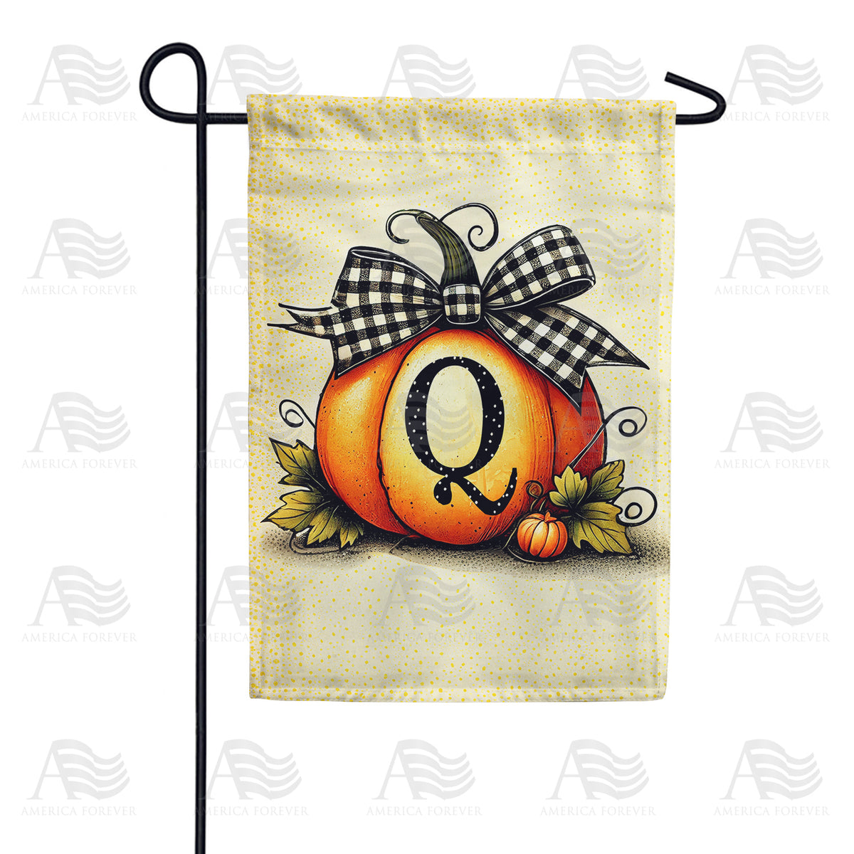 America Forever Fall Pumpkin Monogram Garden Flag