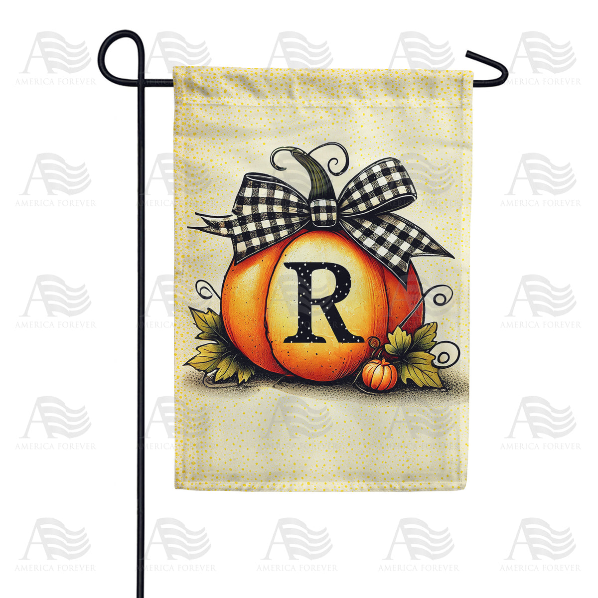 America Forever Fall Pumpkin Monogram Garden Flag