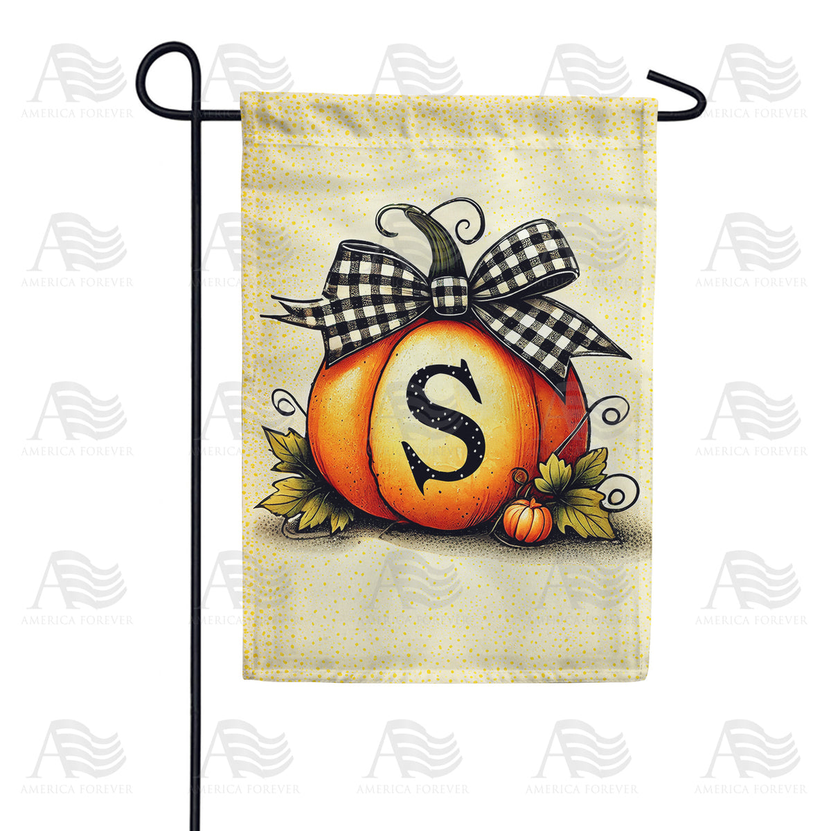 America Forever Fall Pumpkin Monogram Garden Flag