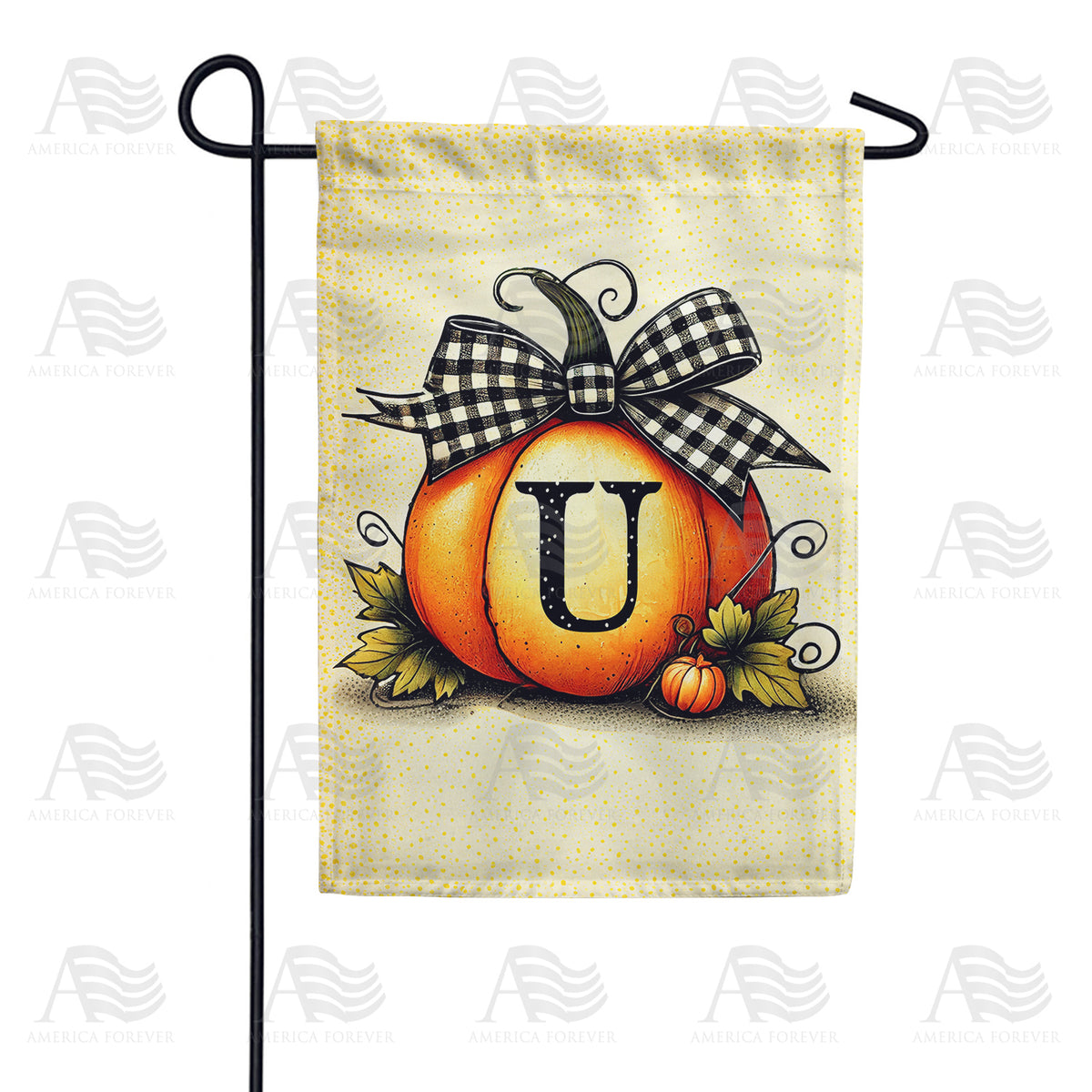 America Forever Fall Pumpkin Monogram Garden Flag