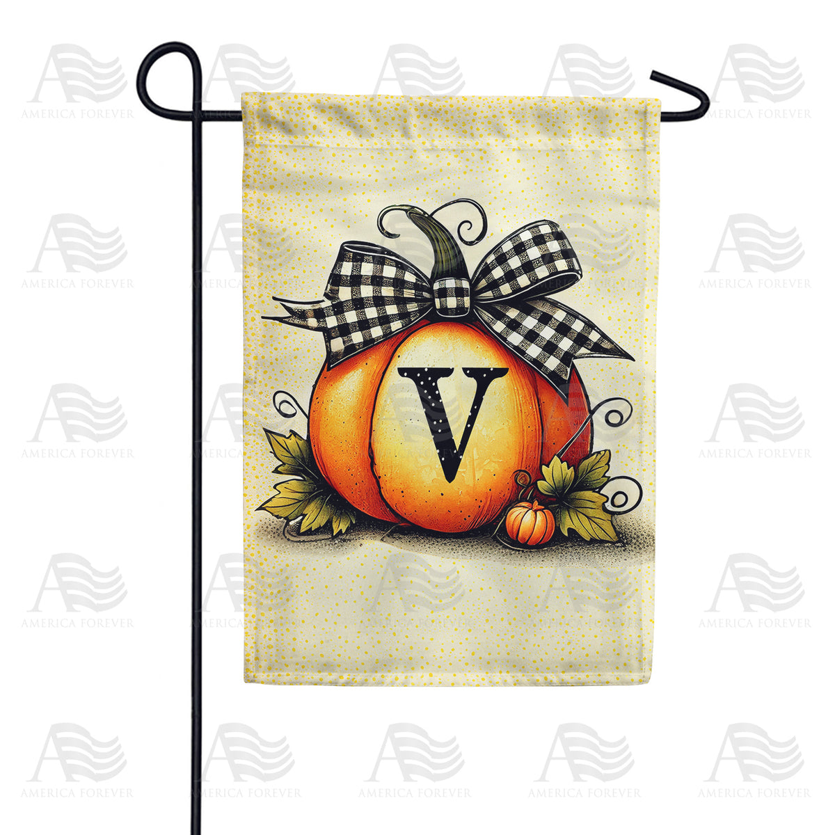 America Forever Fall Pumpkin Monogram Garden Flag