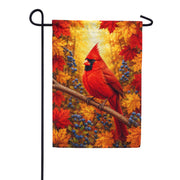 America Forever Red Cardinal Autumn Leaves and Berries Garden Flag