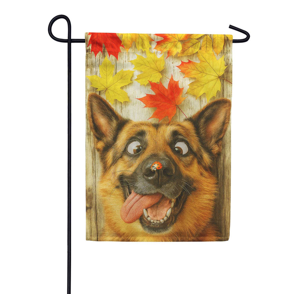America Forever Fall German Shepherd with Ladybug Garden Flag