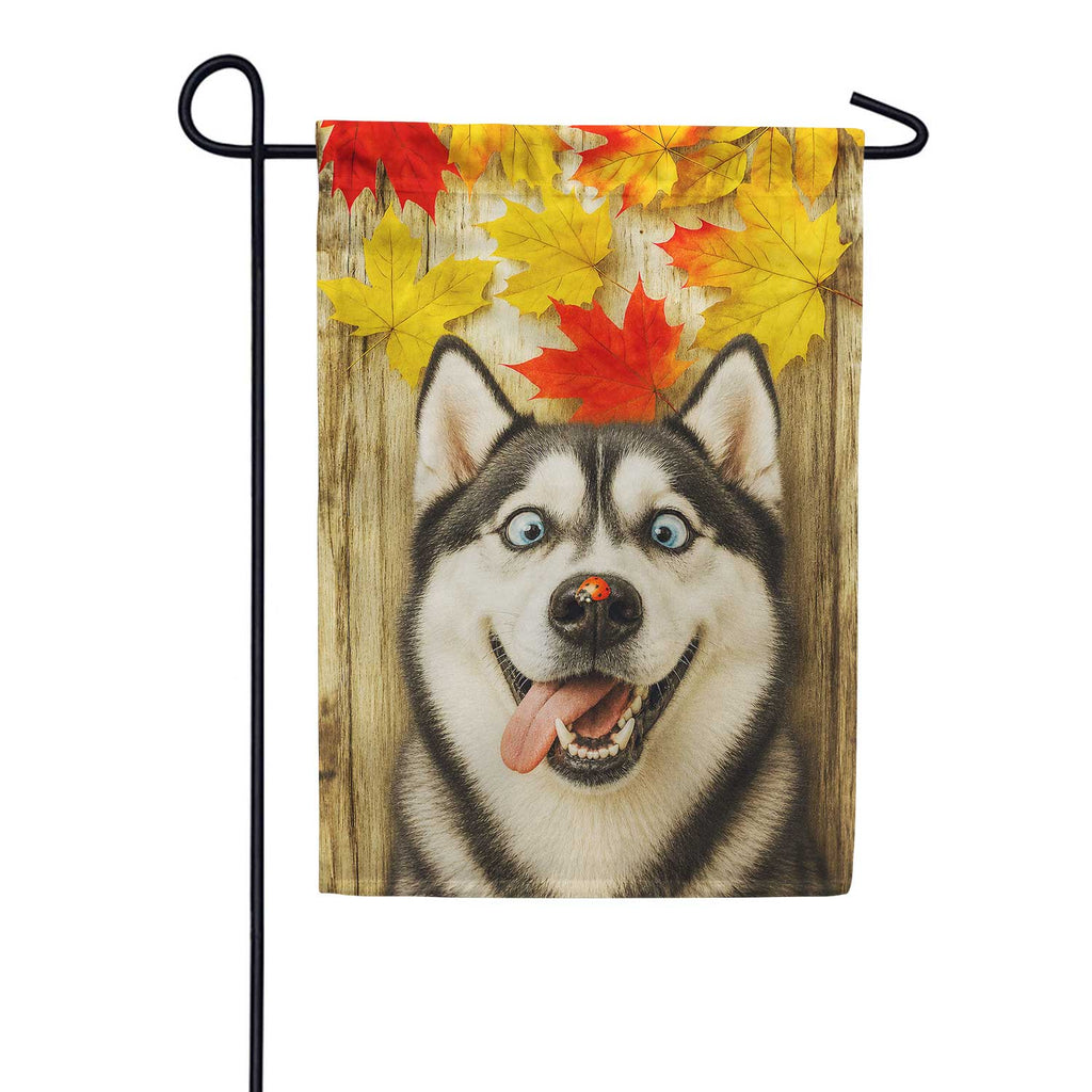 America Forever Fall Siberian Husky And Ladybug Garden Flag