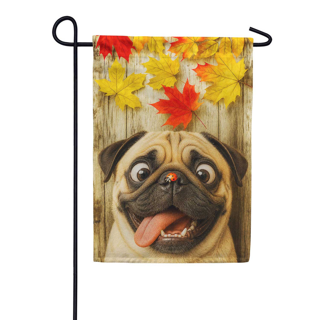 America Forever Fall Pug with Ladybug Garden Flag