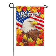 America Forever Patriotic Bald Eagle Fall Leaves Welcome Garden Flag