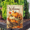 America Forever Welcome Pumpkin Wheelbarrow Fall Harvest Garden Flag