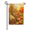 America Forever Fall Harvest Pumpkins and Hay Bales Garden Flag