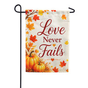 America Forever Love Never Fails Autumn Pumpkin Garden Flag