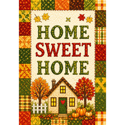 America Forever Home Sweet Home Autumn Patchwork Quilt Garden Flag