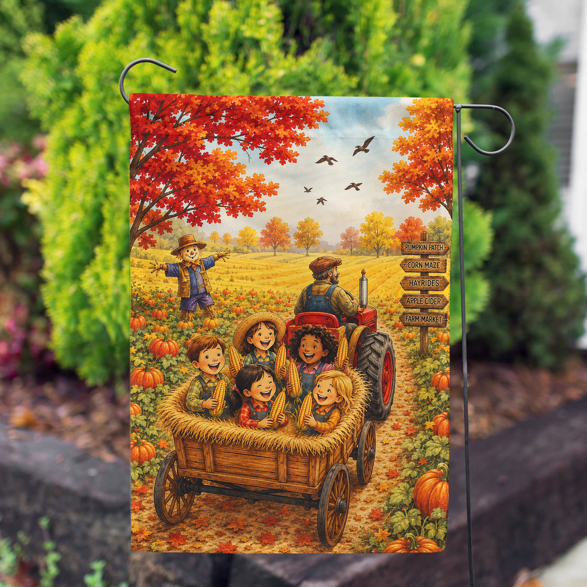 America Forever Fall Hayride Garden Flag