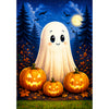 America Forever Cute Ghost with Jack-O-Lanterns Garden Flag