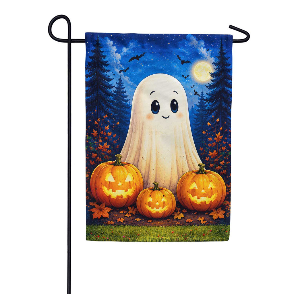 America Forever Cute Ghost with Jack-O-Lanterns Garden Flag